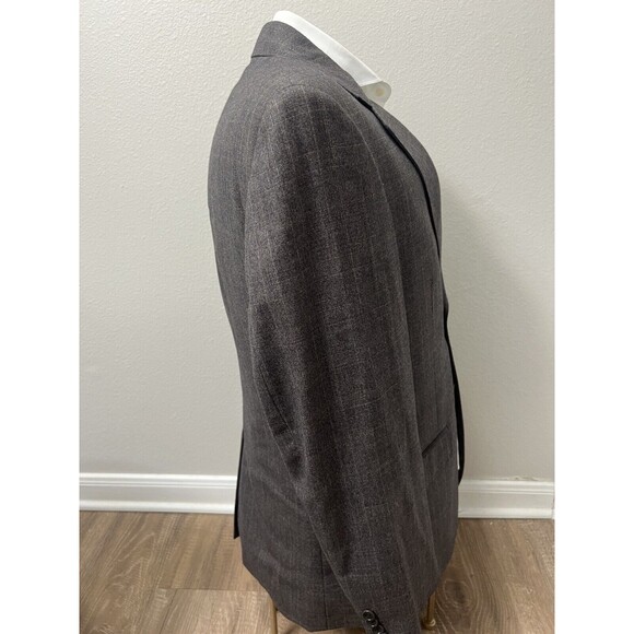 Jos. A. Bank Signature Blazer Men 40R  Gray Brown Windowpane Plaid Wool Jacket - Picture 4 of 16